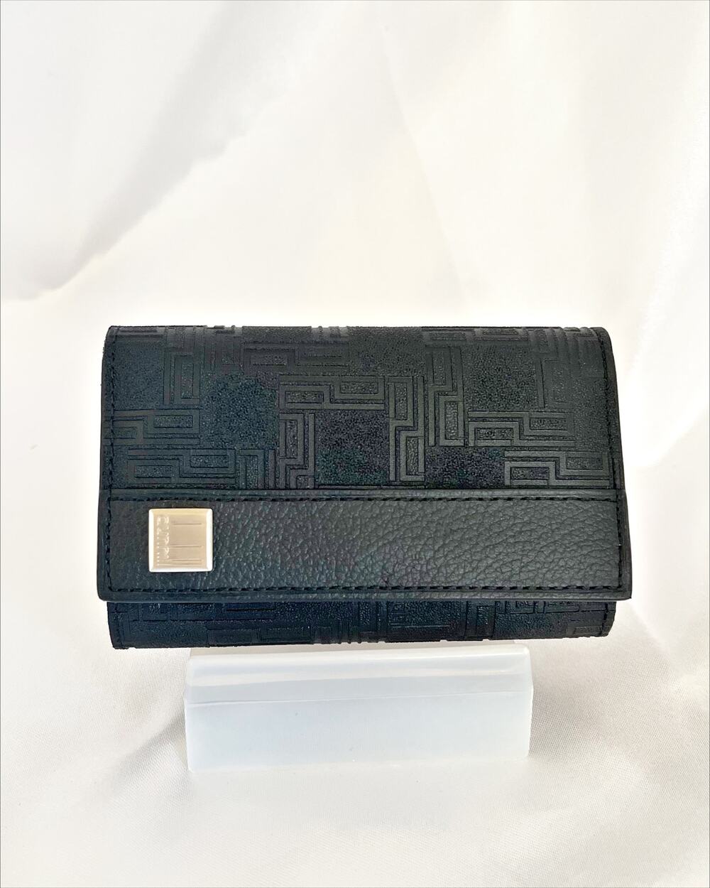 DUNHILL D Eight Dark Brown Key Case Fob Bifold 7 Ring Key Holder Credit Cards